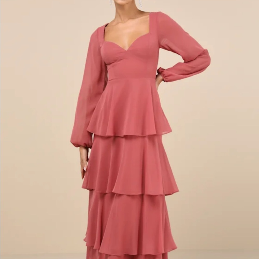 Lulus Flawless Elegance V-Neck Maxi Dress in Rusty Rose